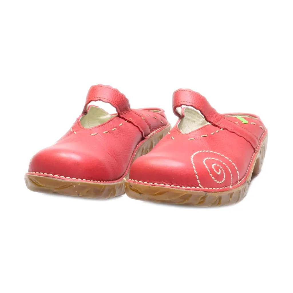 El Naturalista Mules Leather Red Colour For Women