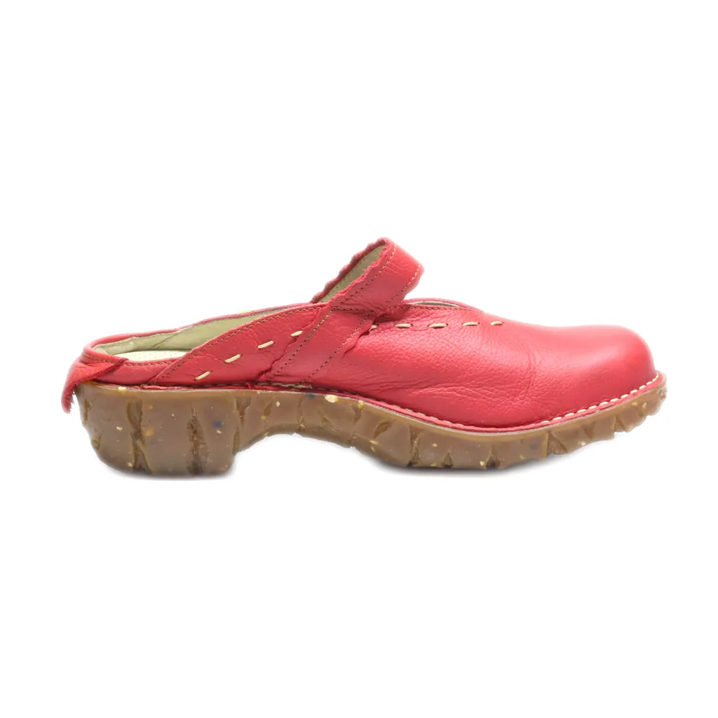 El Naturalista Mules Leather Red Colour For Women