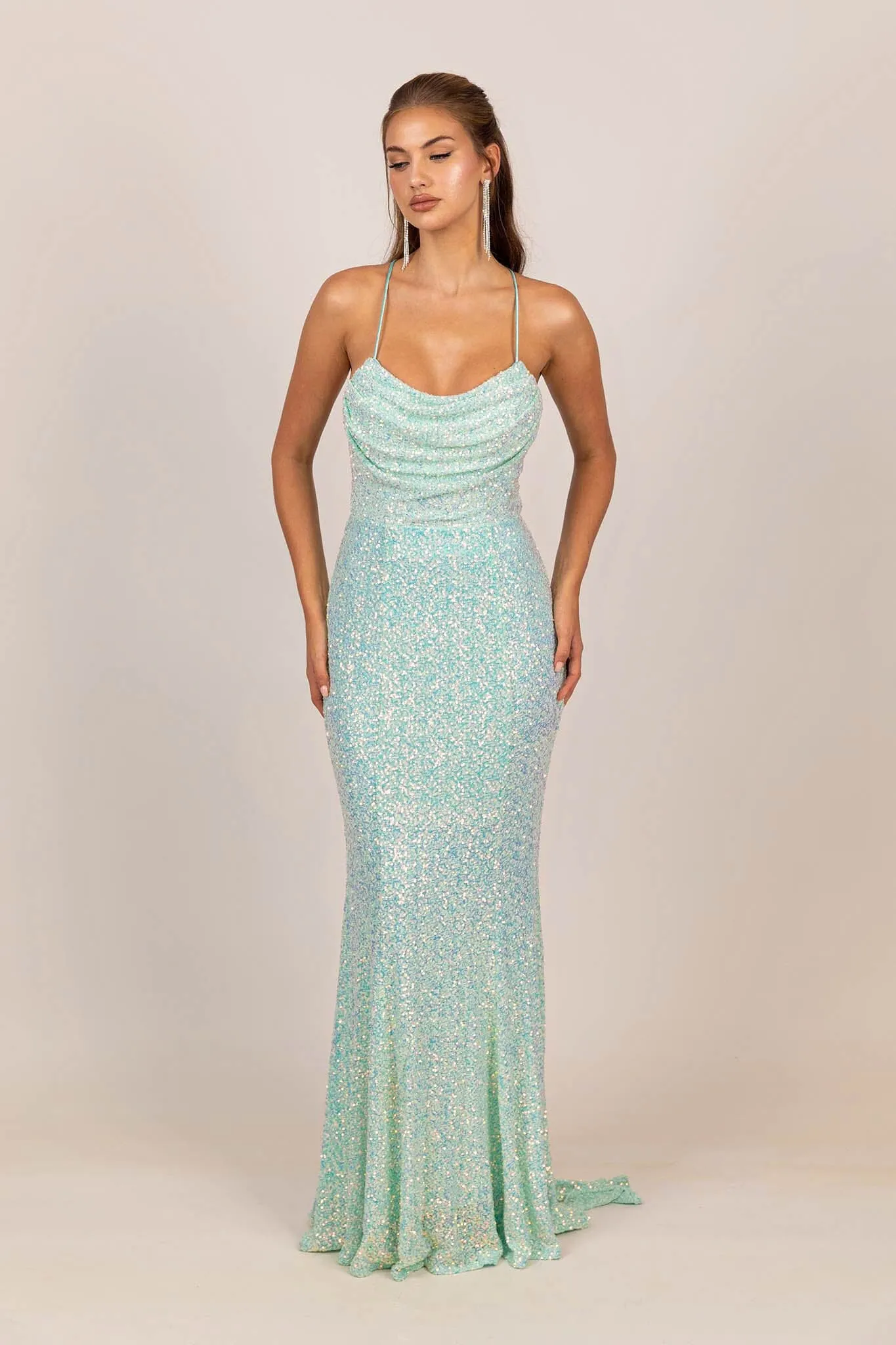 Eloisa Sequin Gown - Light Blue