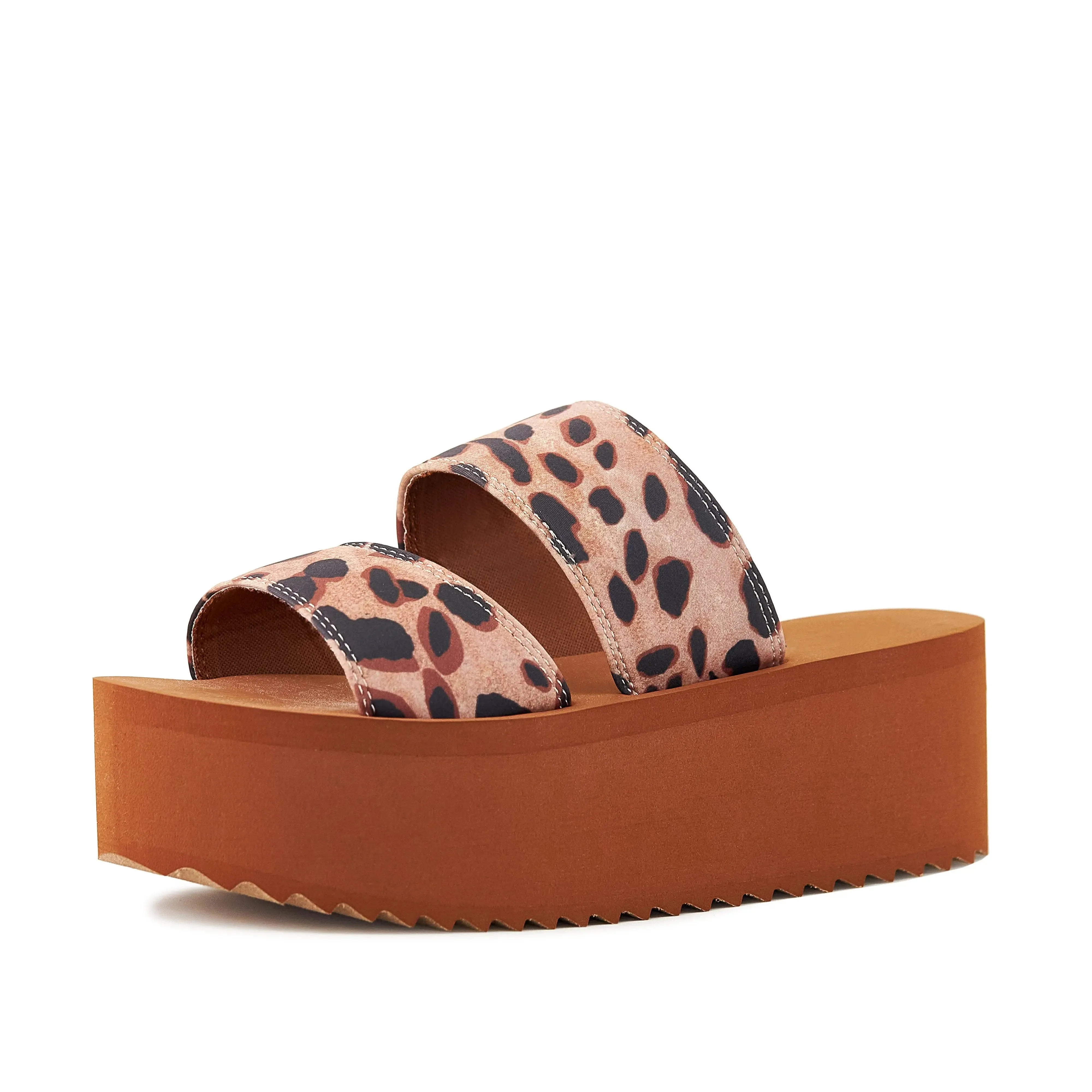 Fierce Fashion: Women's Leopard Print Chunky Platform Sandals with Dual Straps