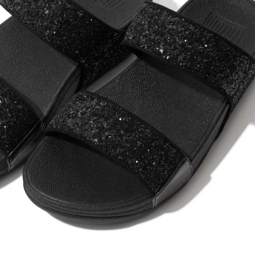 FitFlop Lulu Glitter Slides Black