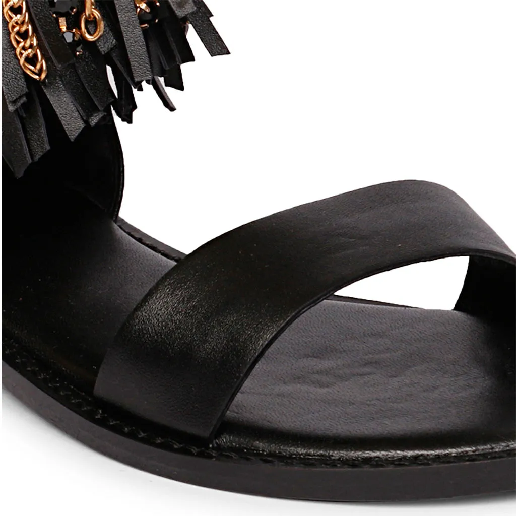 Fleur Embellished Black Sandal