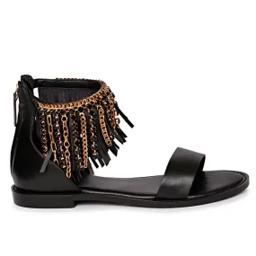 Fleur Embellished Black Sandal