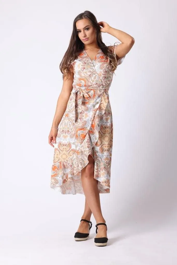 Floral Tie Waist Midi Dress