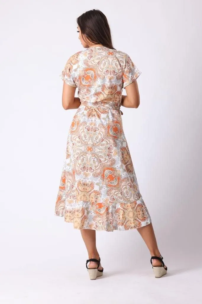 Floral Tie Waist Midi Dress