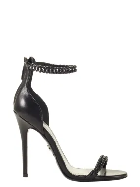 GEORGIA BLACK CHAIN CALF SANDALS