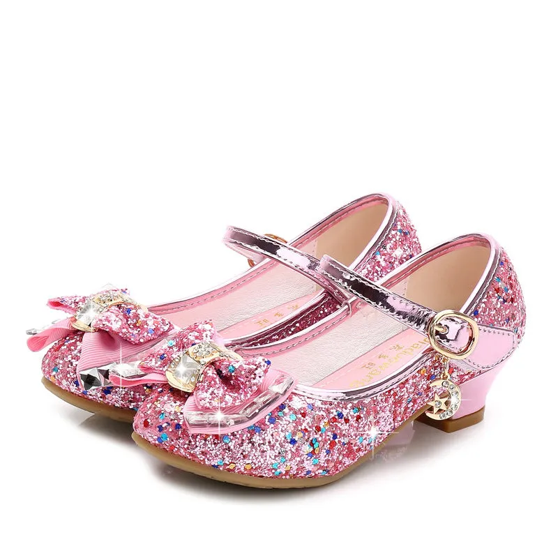 Girls Princess Sequin Heels Party Dress Shoe