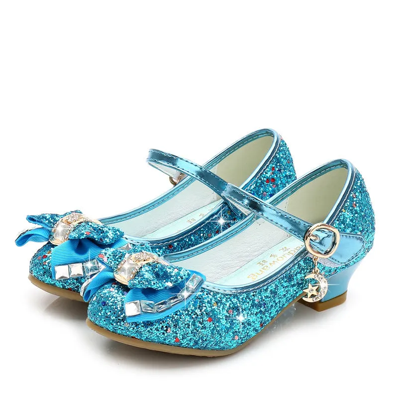 Girls Princess Sequin Heels Party Dress Shoe