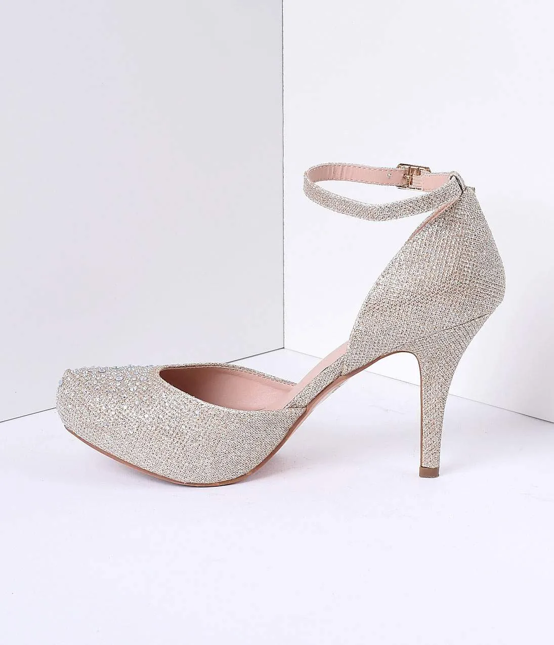 Gold Metallic Rhinestone d'Orsay Covet Heels