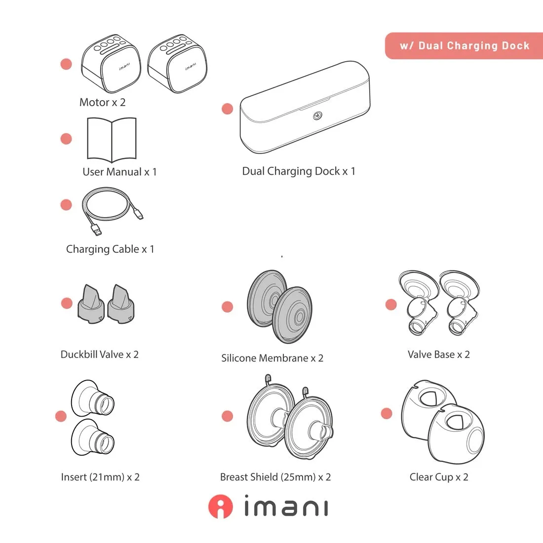 Imani i2 Plus Wearable Breast Pump w/Dual Charging Dock