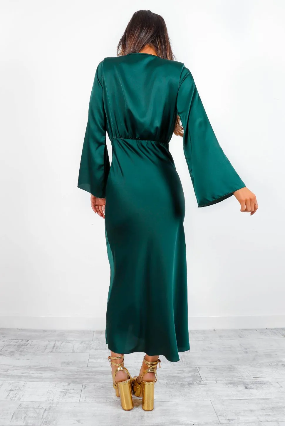 In Your Satin Dreams - Forest Plunge Midi Dress