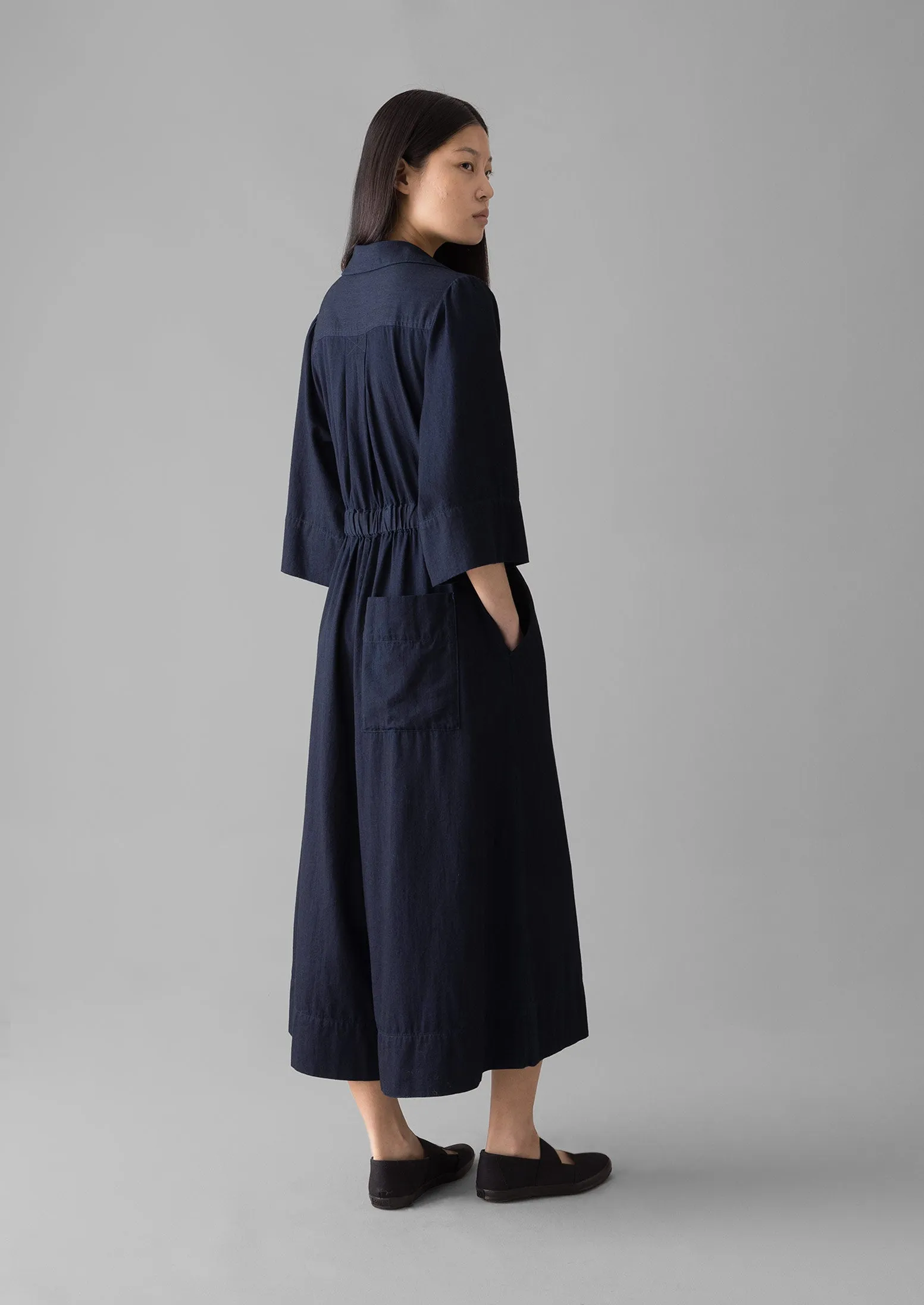 Indigo Twill Culotte Jumpsuit | Indigo