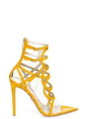 INES YELLOW PATENT & PVC SANDALS