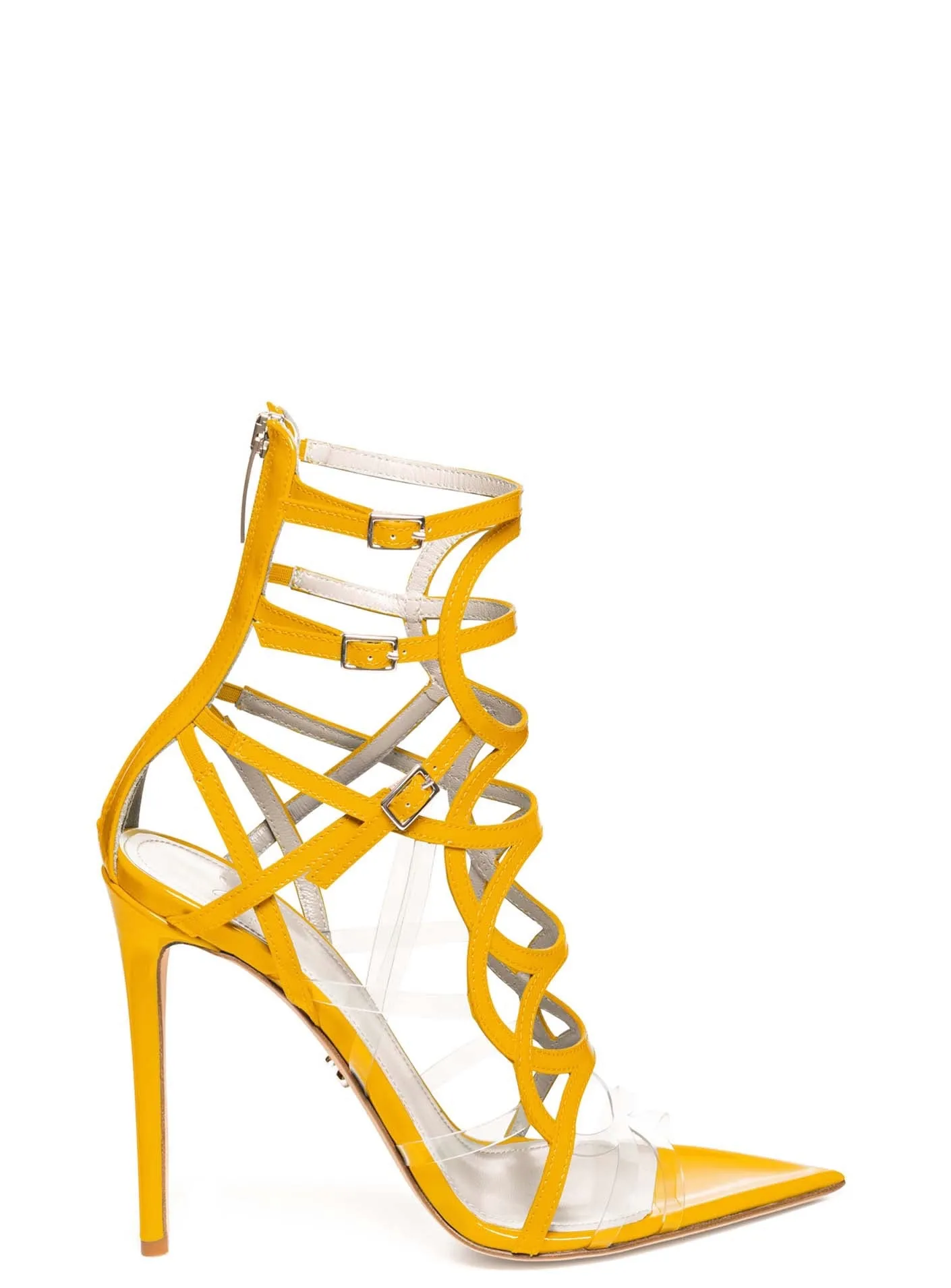 INES YELLOW PATENT & PVC SANDALS