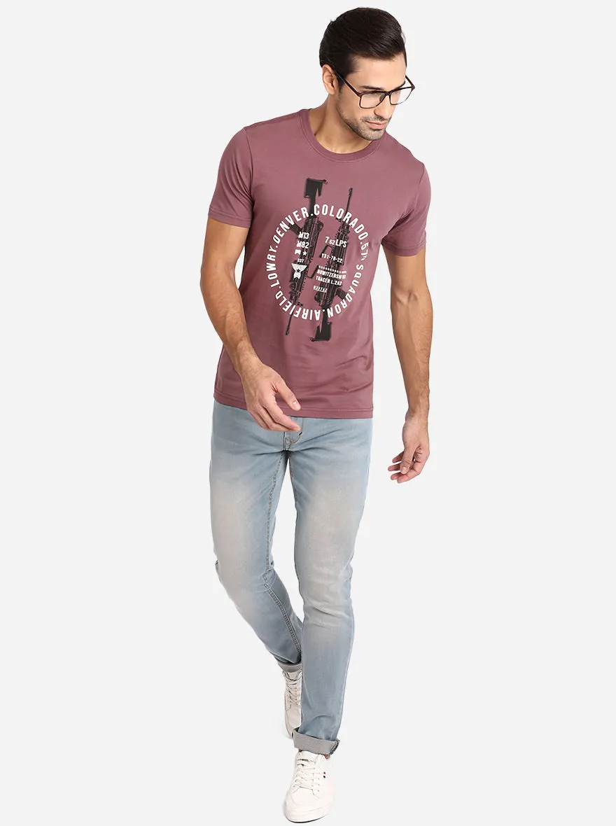 Island Pink Printed Slim Fit T-Shirt | Greenfibre