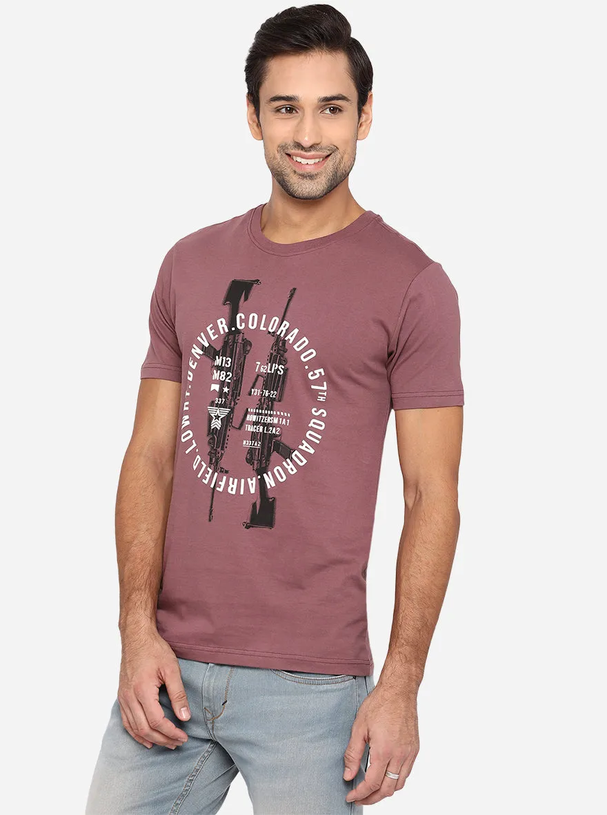 Island Pink Printed Slim Fit T-Shirt | Greenfibre