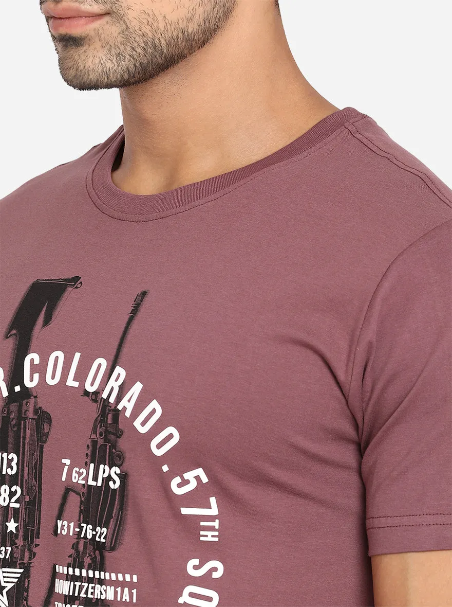 Island Pink Printed Slim Fit T-Shirt | Greenfibre