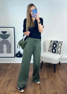 Jersey Tie Waist Pants in Khaki