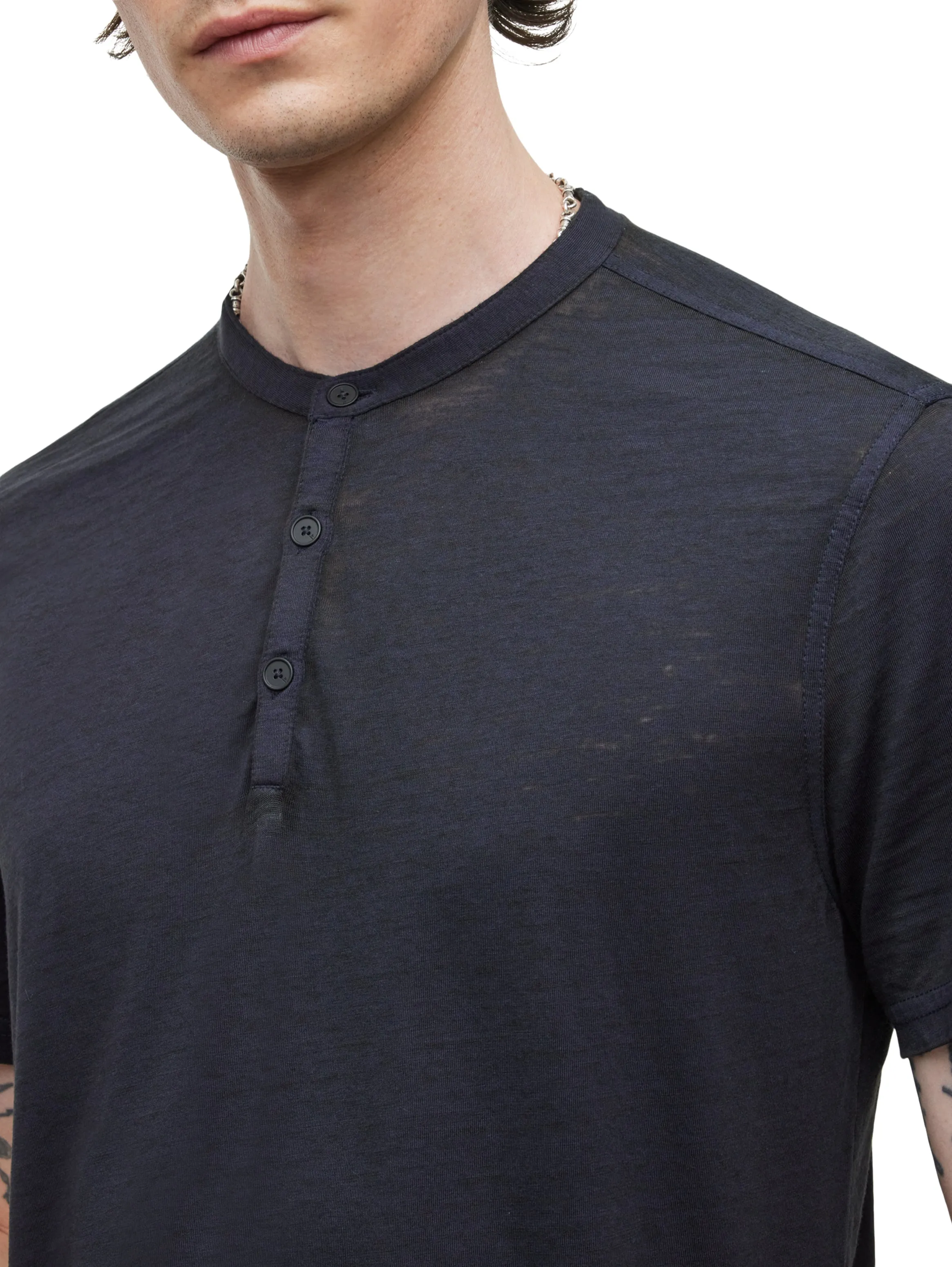 John Varvatos - The Short Sleeve Burnout Henley Tee