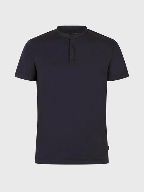 John Varvatos - The Short Sleeve Burnout Henley Tee