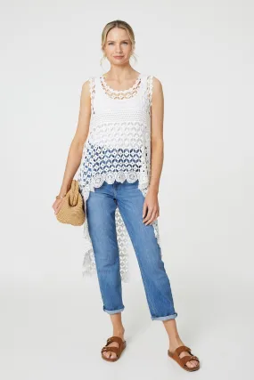 Lace Sleeveless High Low Top