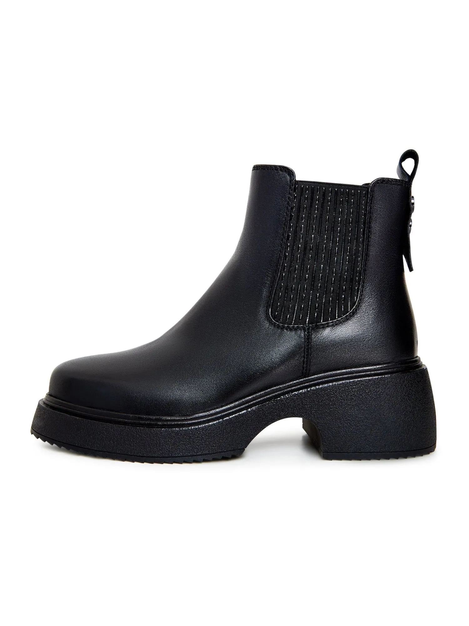 Leather Platform Ankle Boots - Black