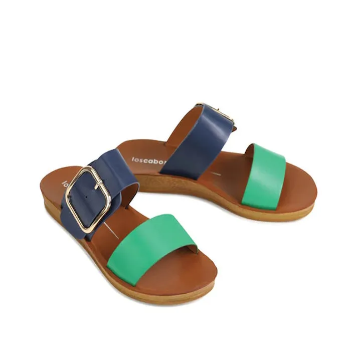 Los Cabos Doti Navy Green Light Flexible Slide Sandal”