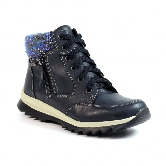 Lunar GLB115 Buttermere Navy Womens Casual Comfort Waterproof Zip/Lace Up Ankle Boots