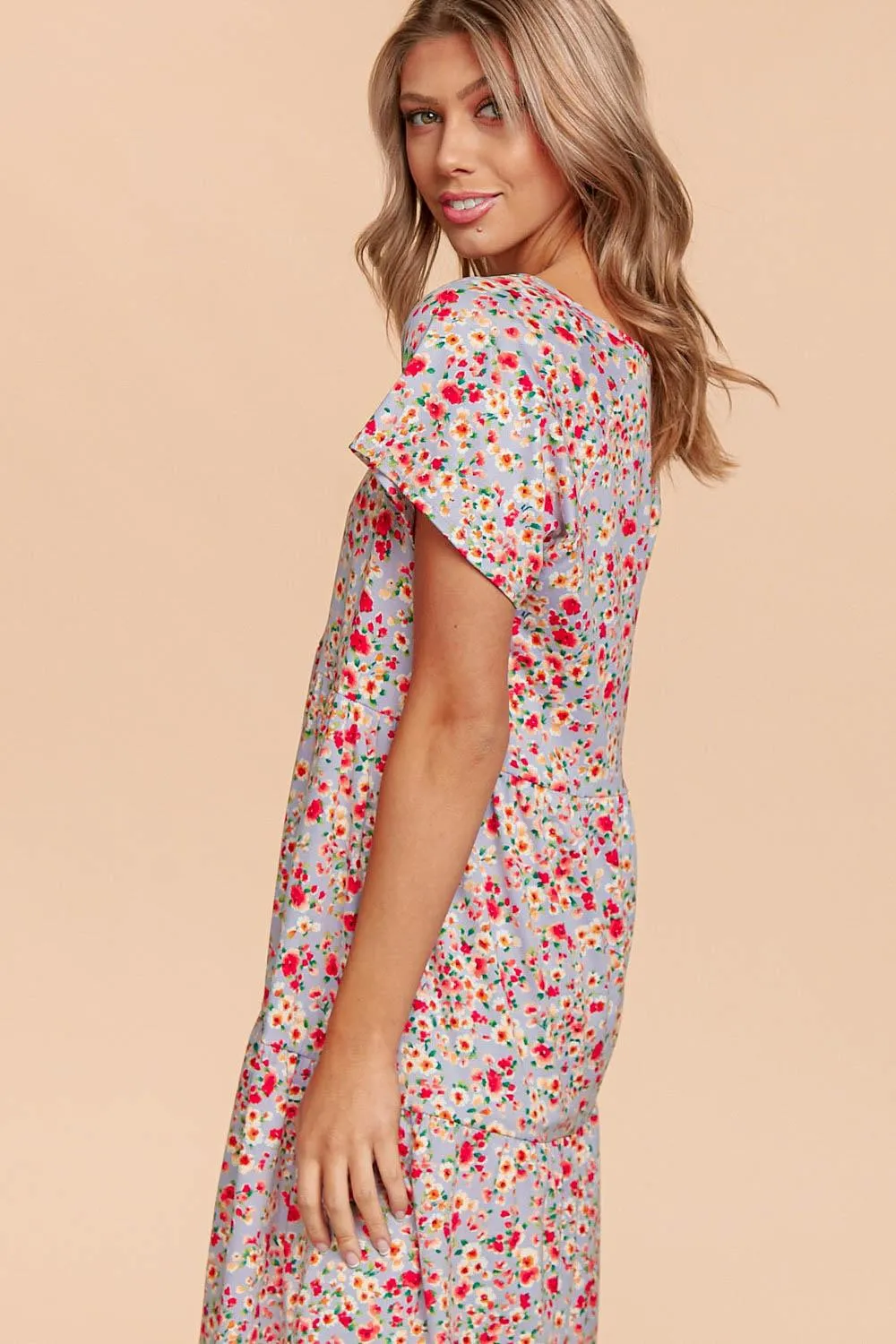 Lydia Lilac Floral Dress In Plus