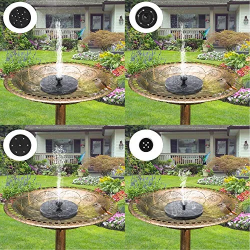 Mademax Solar Bird Bath Fountain Pump, Solar Fountain with 6 Nozzle, Free Standing Floating Solar Powered Water Fountain Pump for Bird Bath, Garden, Pond, Pool, Outdoor