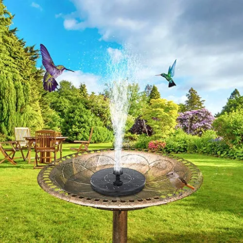 Mademax Solar Bird Bath Fountain Pump, Solar Fountain with 6 Nozzle, Free Standing Floating Solar Powered Water Fountain Pump for Bird Bath, Garden, Pond, Pool, Outdoor