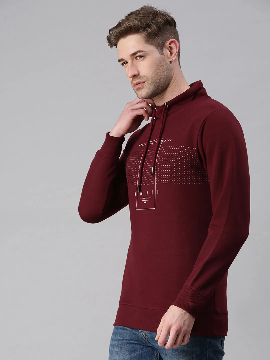 Men Graphic Maroon Sweatshirt