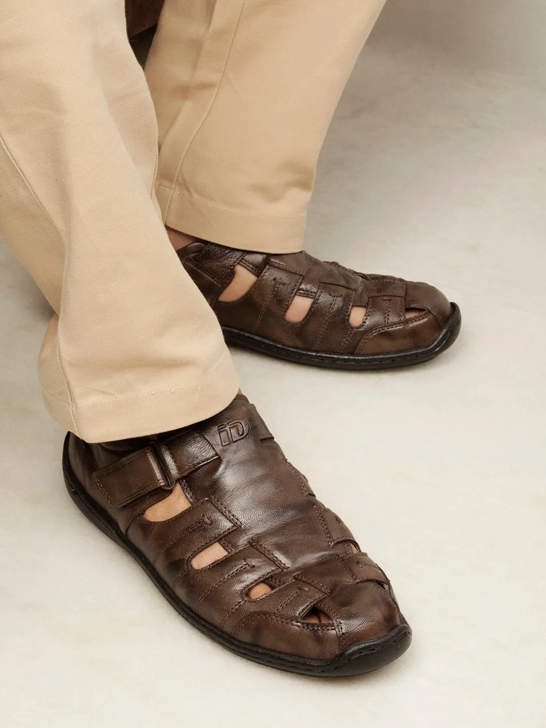 Men's Brown Hurache Casual Sandal (ID4033)