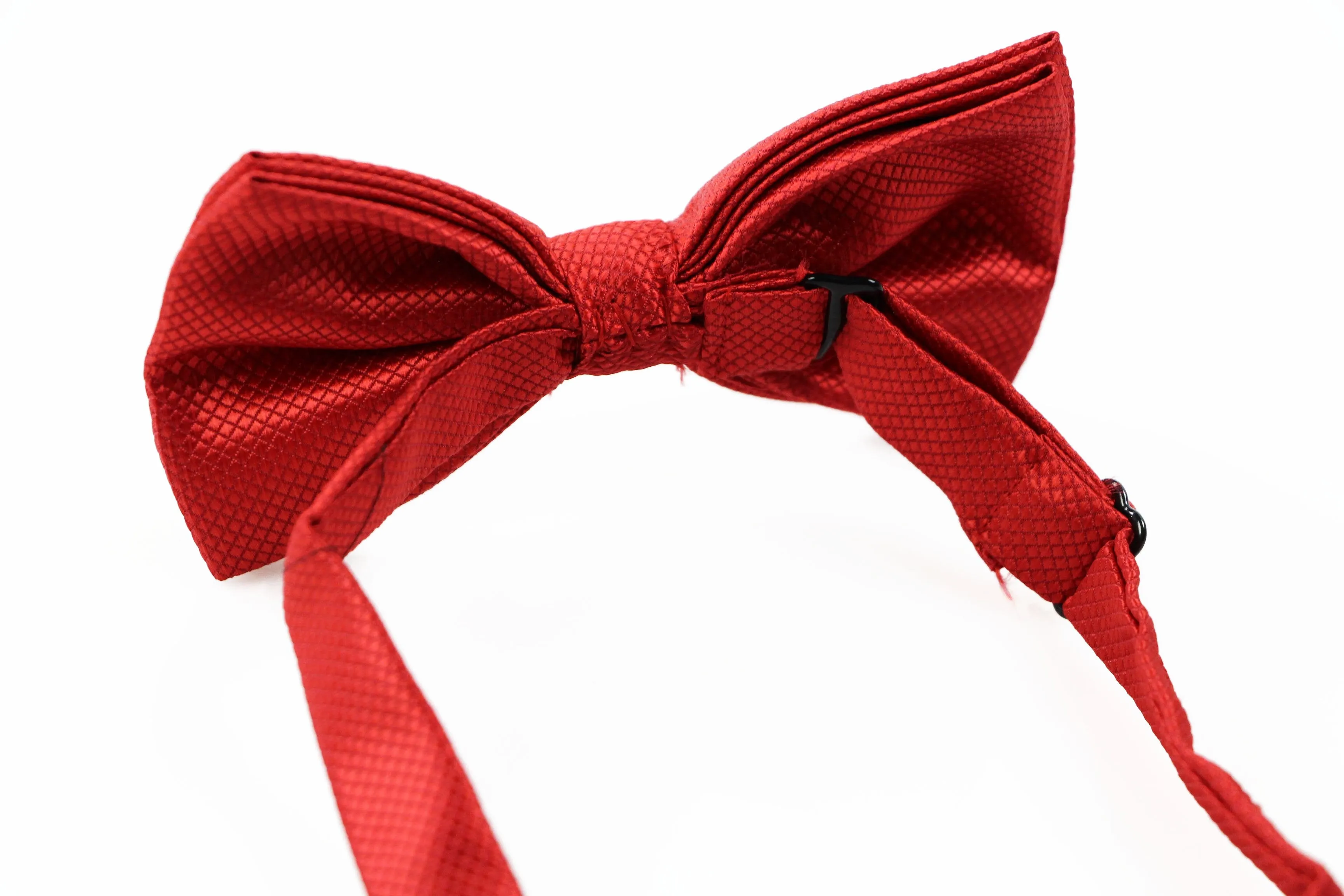 Mens Red Orange Plain Coloured Checkered Bow Tie