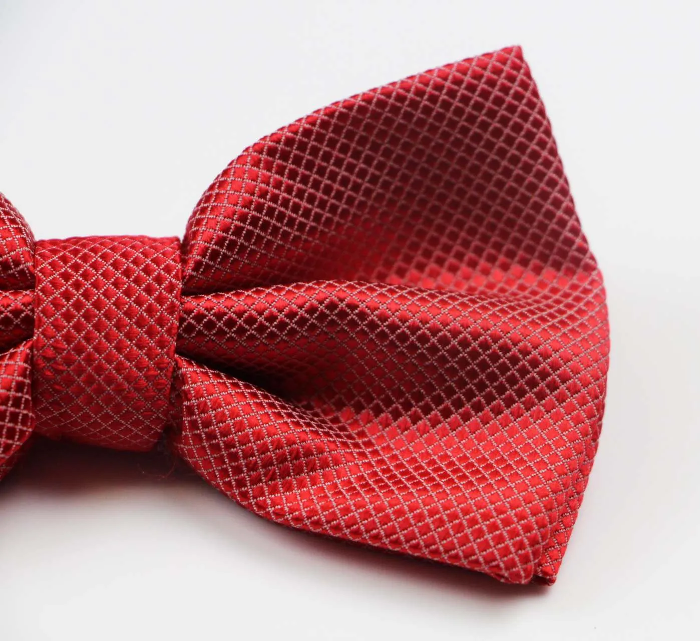 Mens Watermelon Red Plain Coloured Checkered Bow Tie