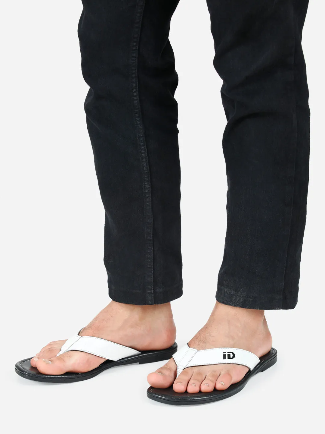 Men's White Thong-Style Flat Casual Sandal (ID4135)