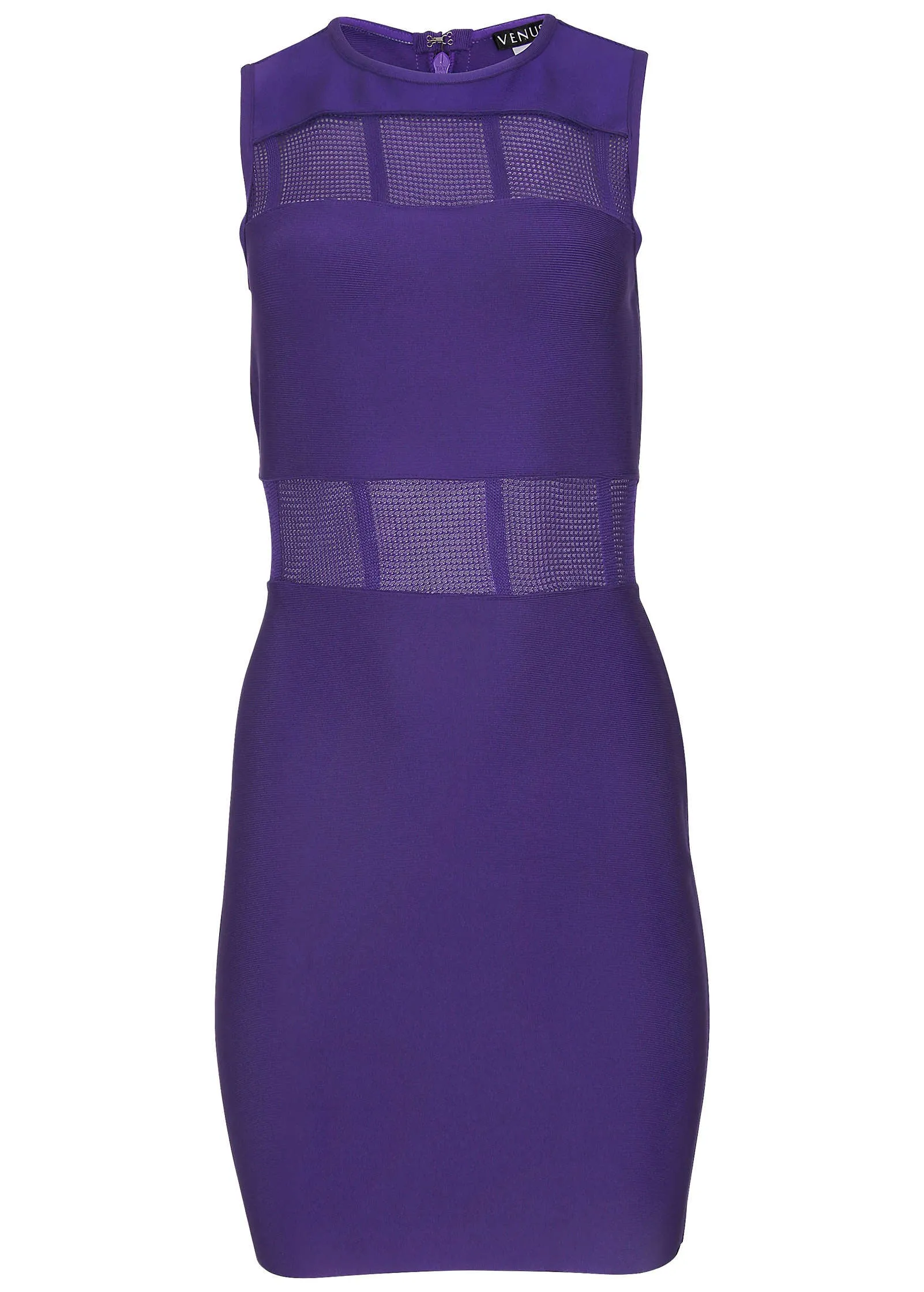 Mesh Detail Bodycon Mini Dress - Violet Indigo