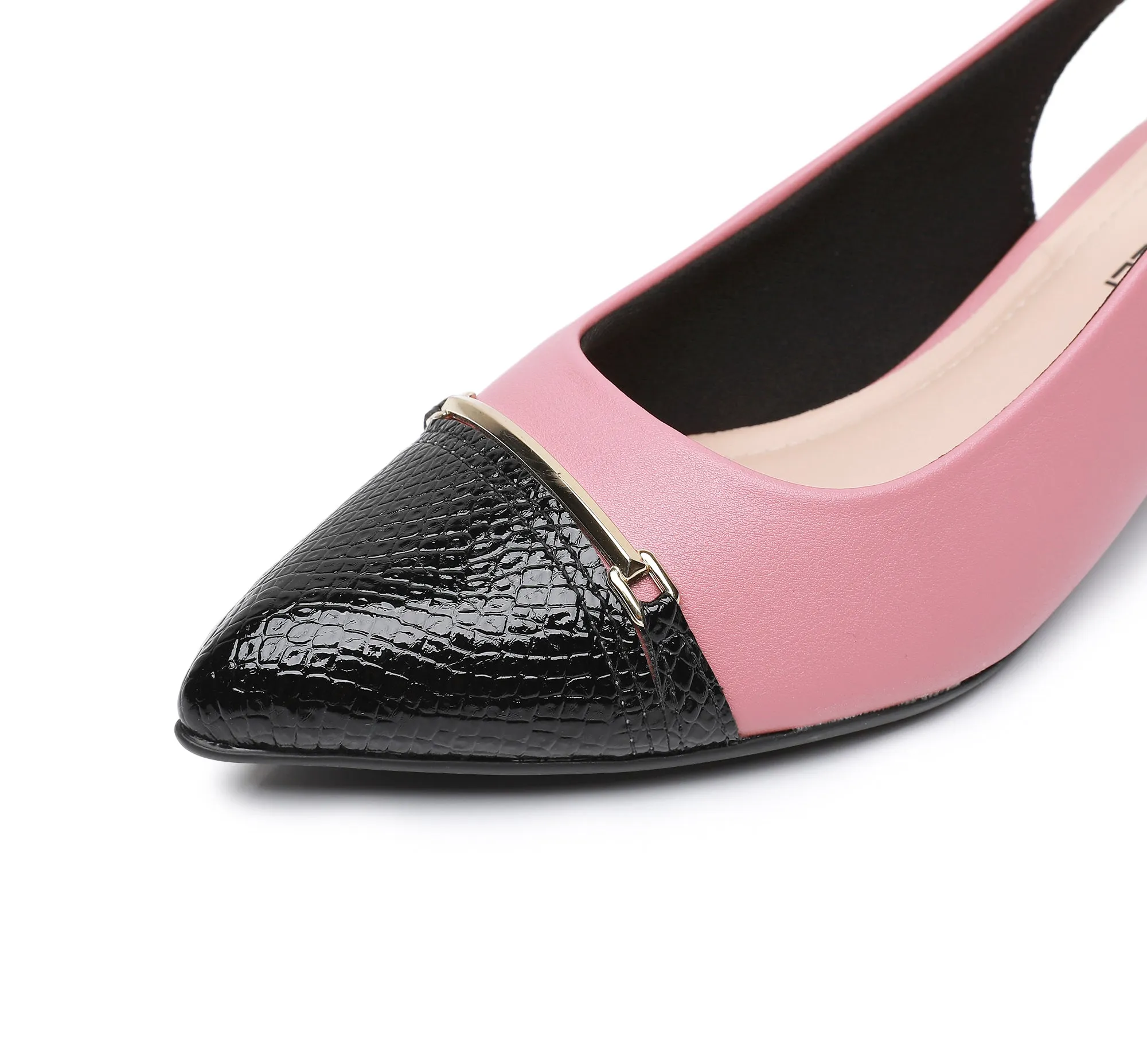 Metropolis Sling-Back Heels - Dk Pink & Black (740.015)