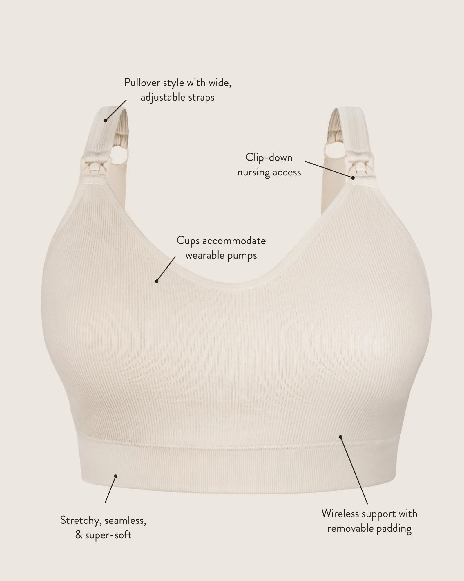 Mia Maternity & Nursing Lounge Bra | Stone