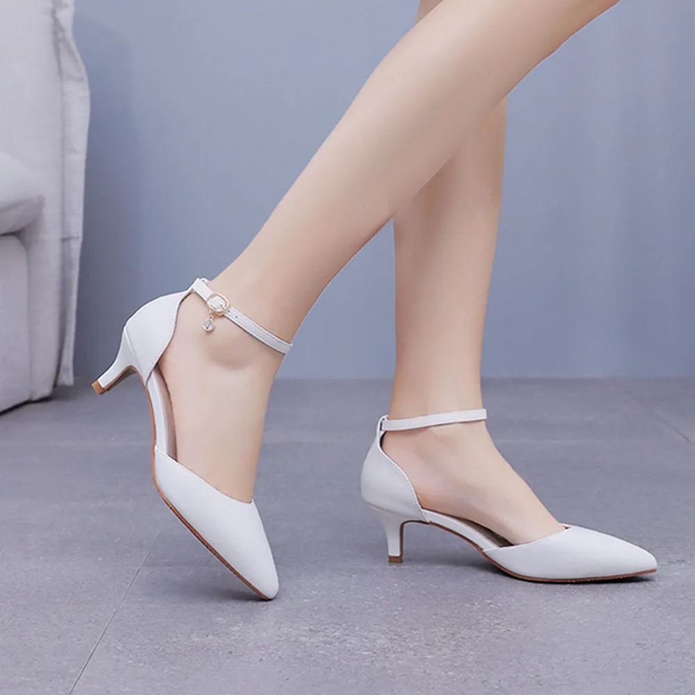 Mid Heel Matte Pointed Toe PU Wedding Shoes