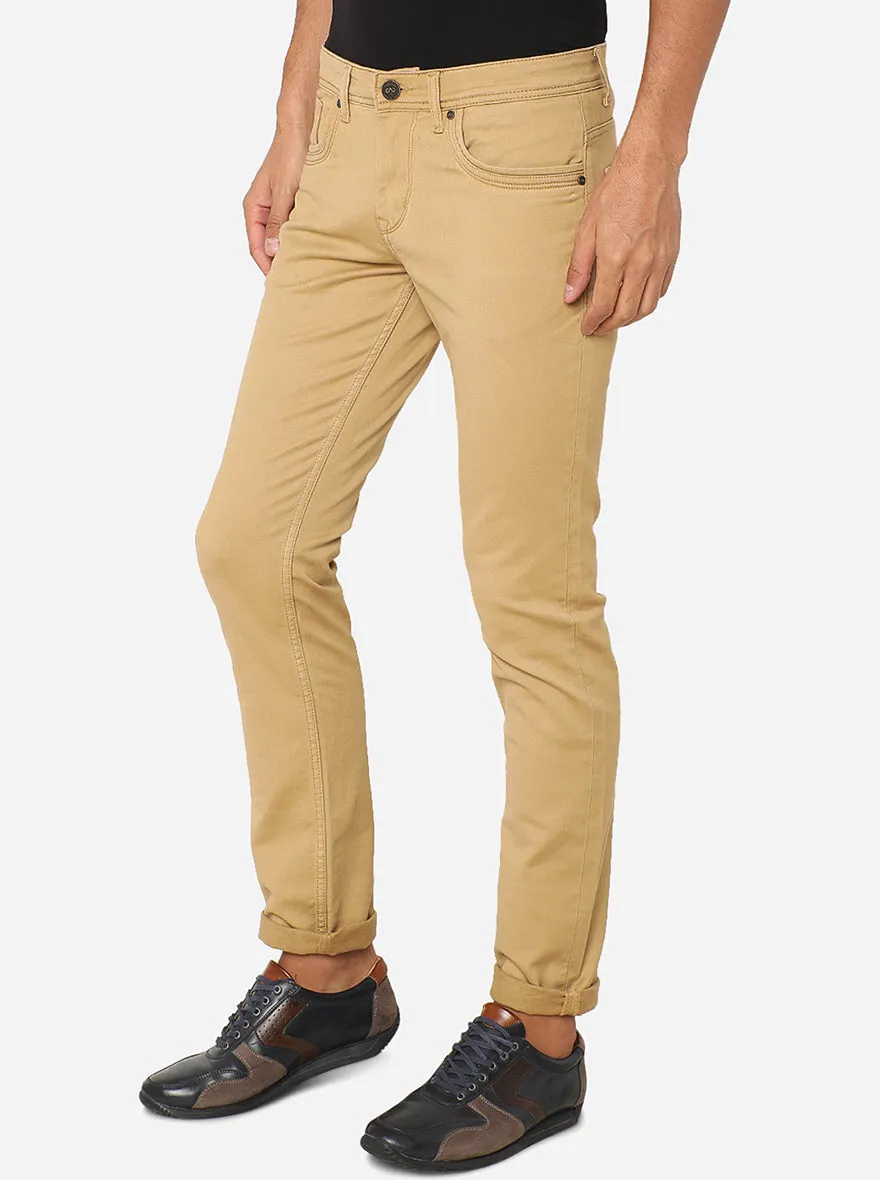 Mustard Yellow Solid Slim Fit Jeans | JadeBlue