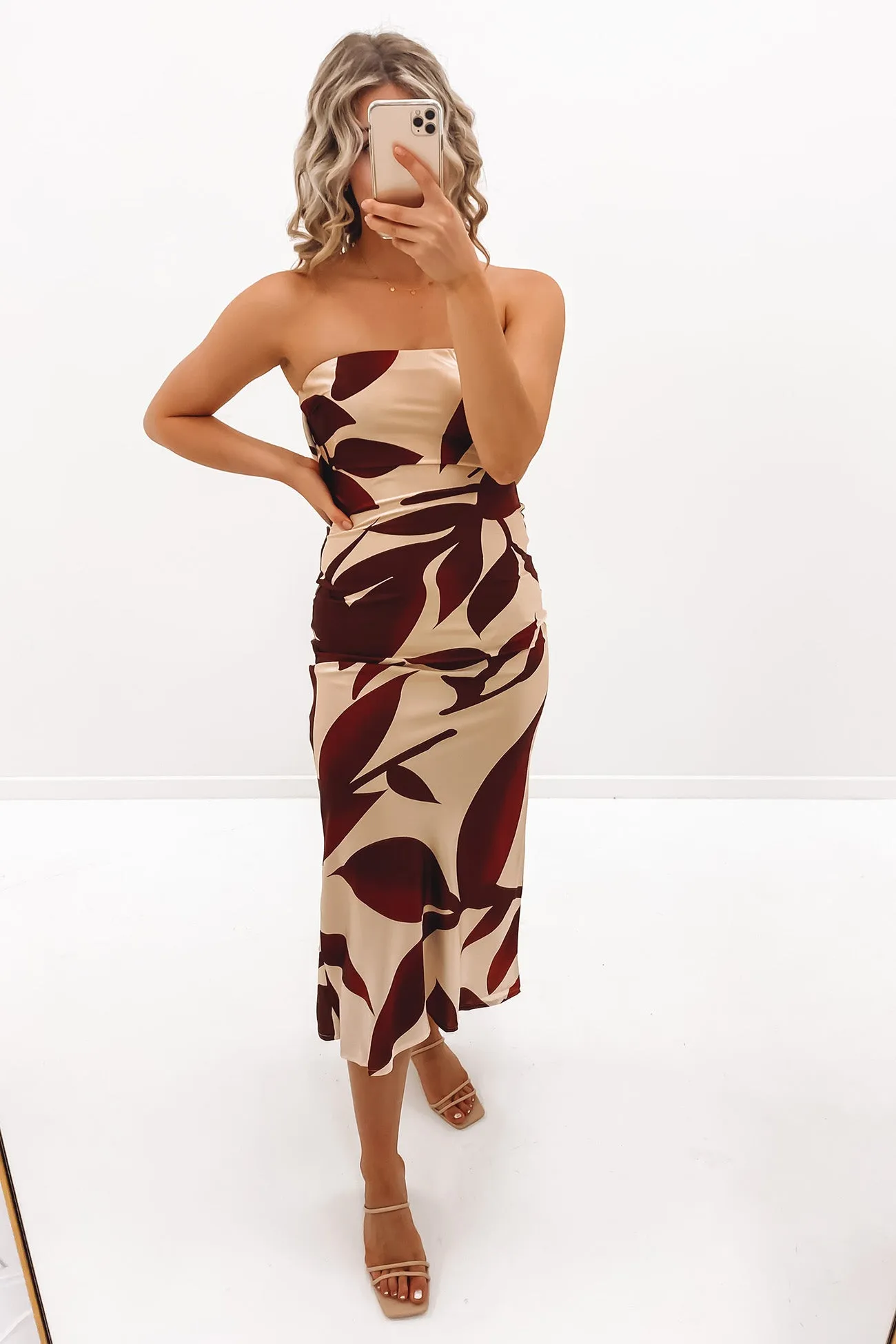 Odette Midi Dress Chocolate Beige