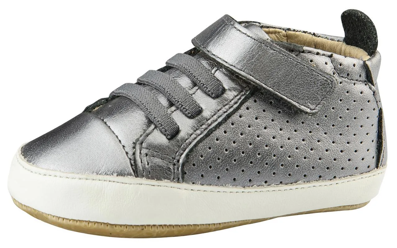 Old Soles Cheer Bambini First Walker Trainer Sneakers, Rich Silver / White