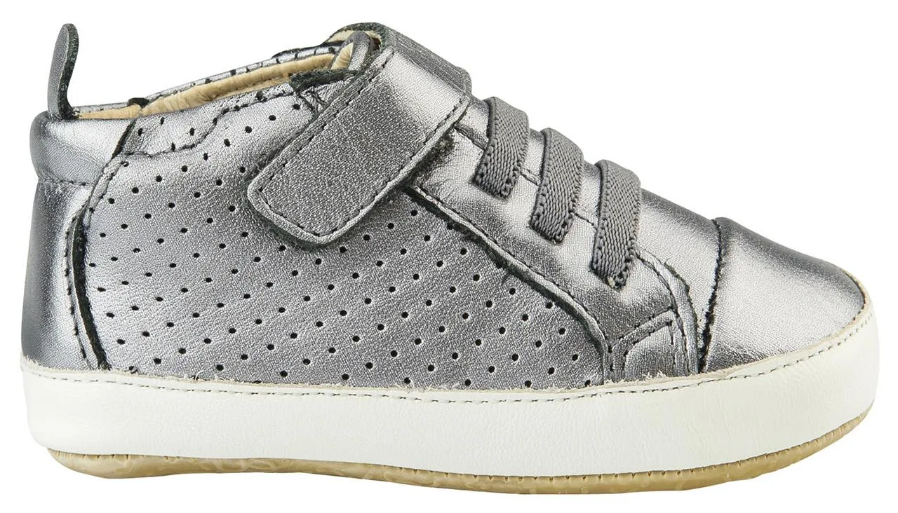 Old Soles Cheer Bambini First Walker Trainer Sneakers, Rich Silver / White