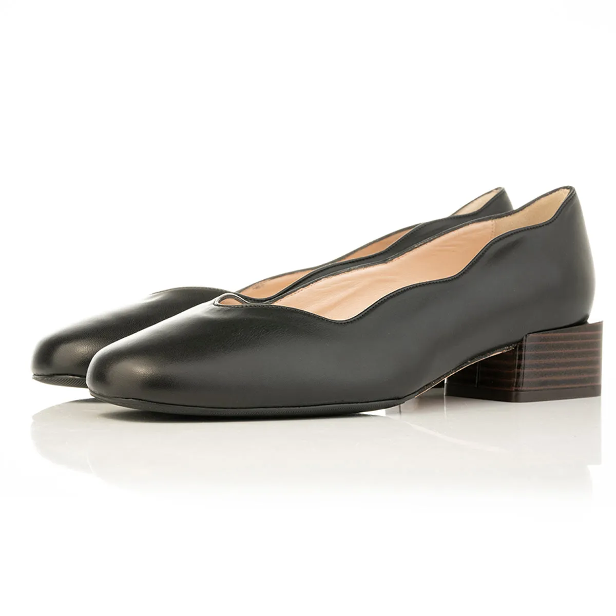 Olivia Wide Fit Pumps – Black Leather