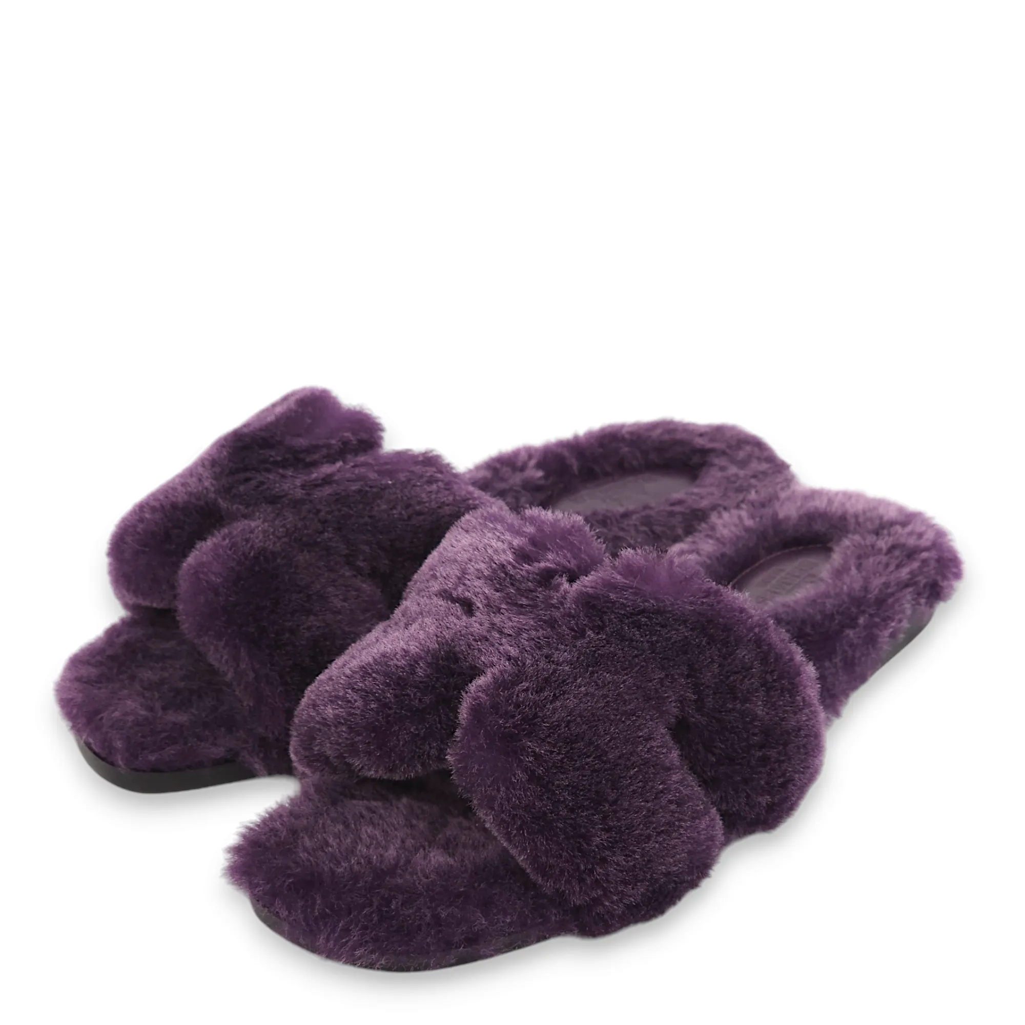 Oran 36.5 Violet Fonce Sandals in Shearling