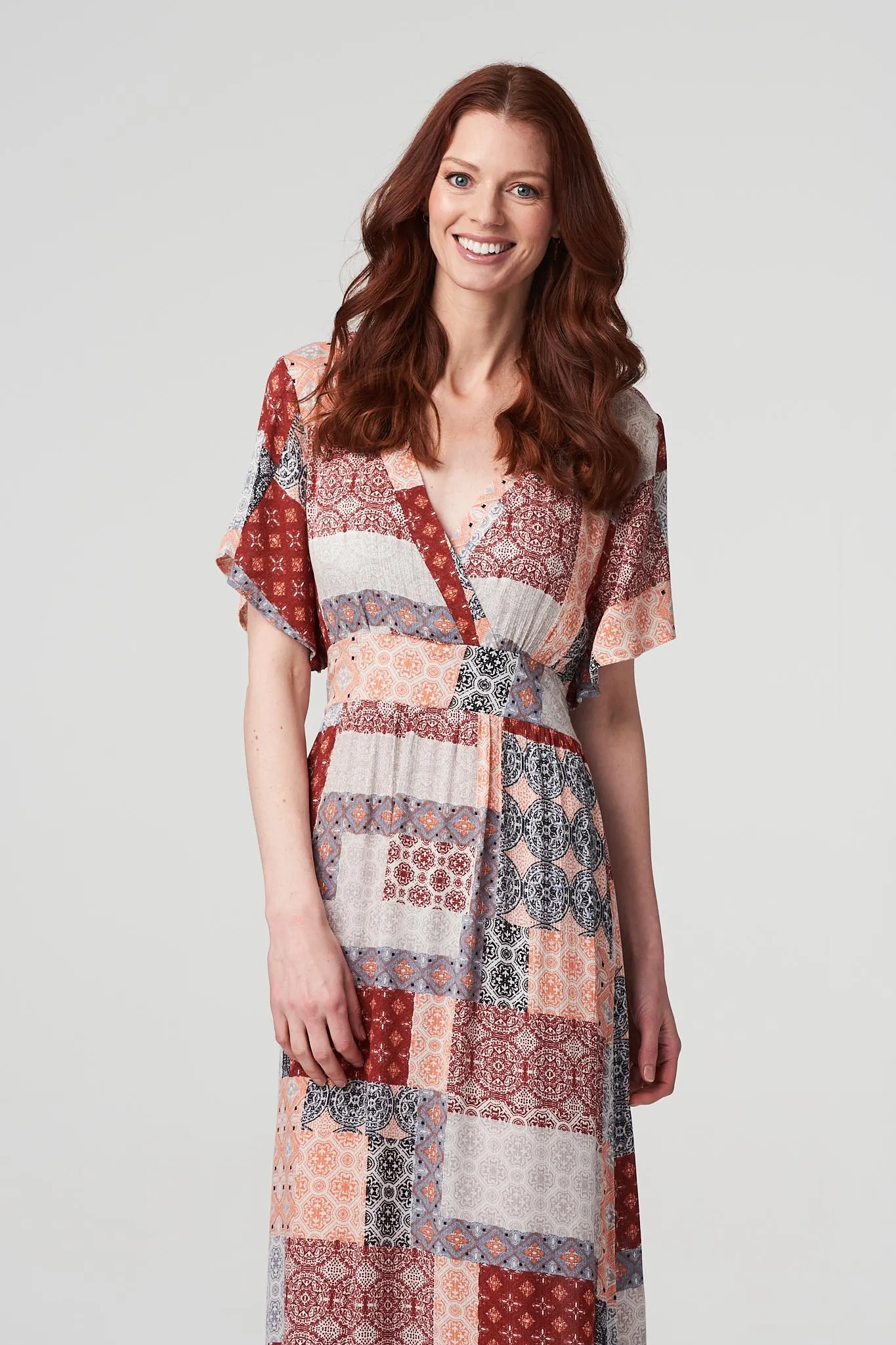 Patchwork Side Split Maxi Dress