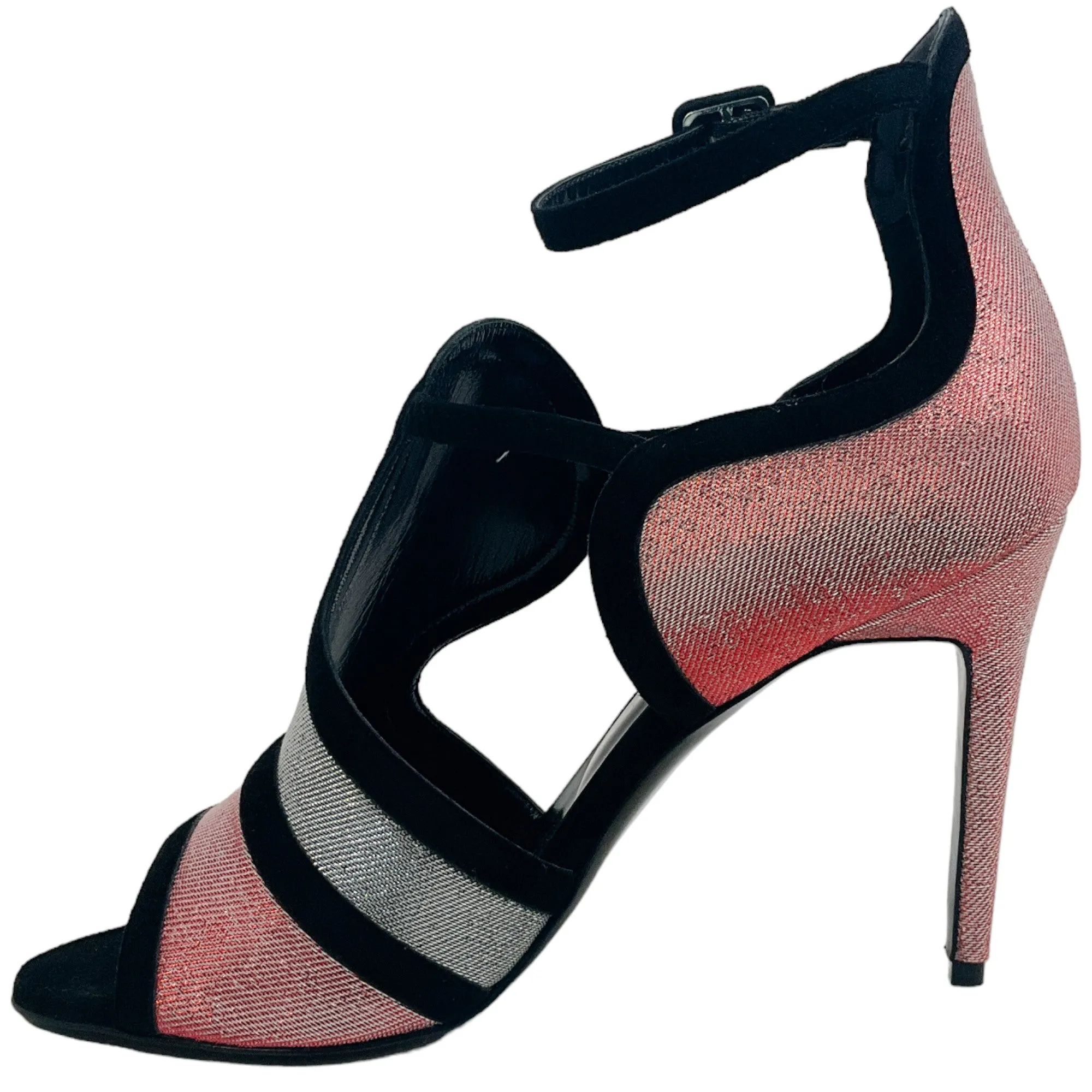 Pierre Hardy Red / Silver Metallic Pumps with Black Suede Trim