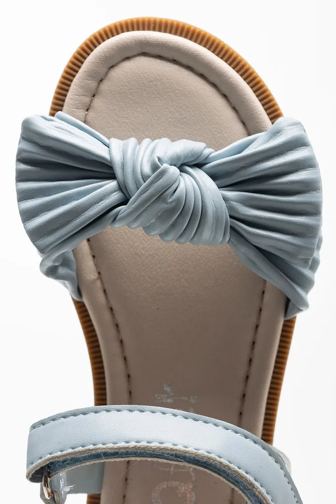 Pleated Bow Sandal Light Blue