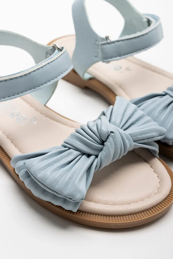 Pleated Bow Sandal Light Blue